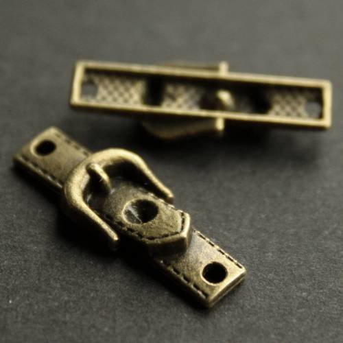 Lot de 4 petits connecteurs "ceinture" en métal bronze 