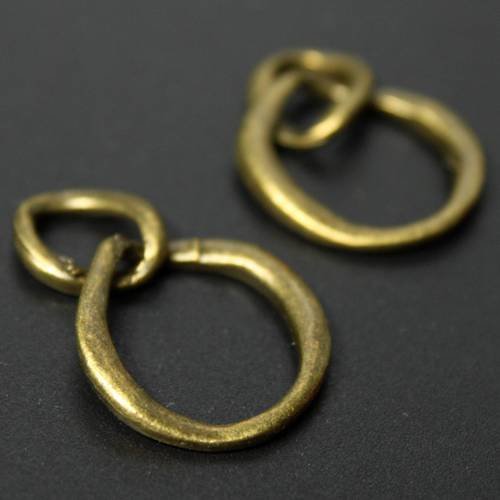 Lot de 2 breloques connecteurs "2 anneaux" en métal bronze