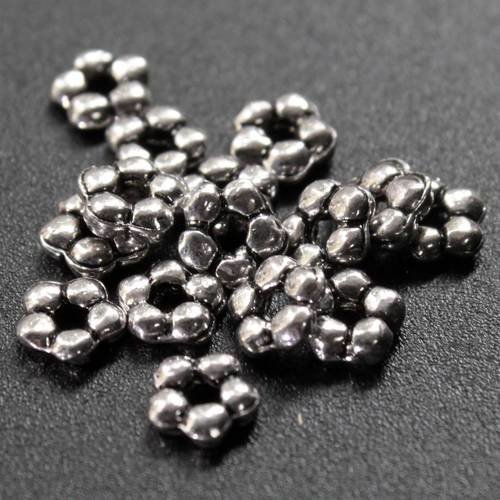 Lot de 20 perles intercalaires rondelles en métal argenté 