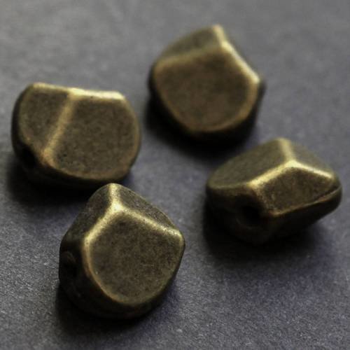 Lot de 4 perles intercalaires irrégulières en métal bronze 
