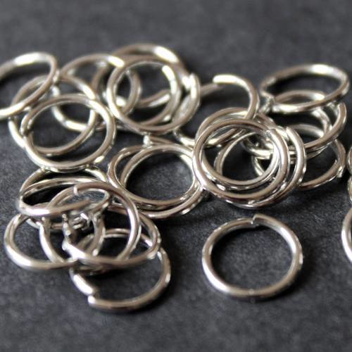 Lot de 40 anneaux 10 mm en métal argenté clair 