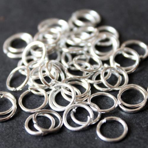 Lot de 50 anneaux 6 mm (x0,9 mm) en métal argenté clair 