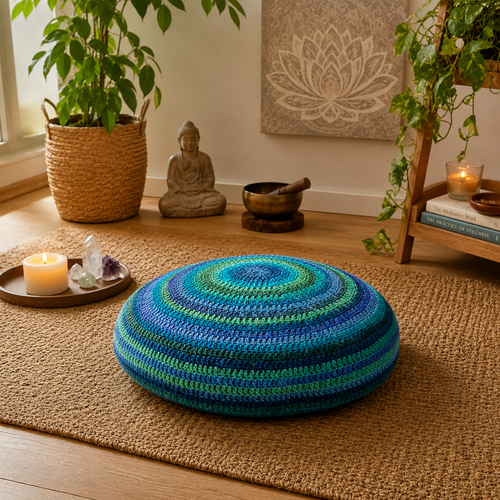 Housse de coussin de méditation au crochet "germi "- éclat et zénitude