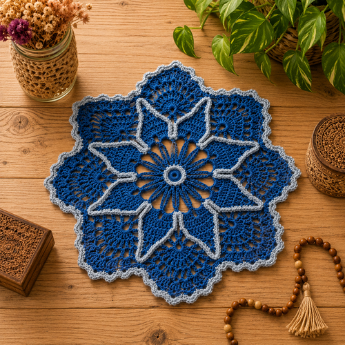 Napperon bohème au crochet " onde nocturne " décoration ambiance zen, création artisanale