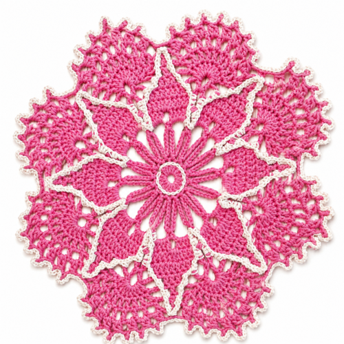 Napperon bohème hippy chic coloré au crochet "cœur de pivoine sacrée"  fait main en france
