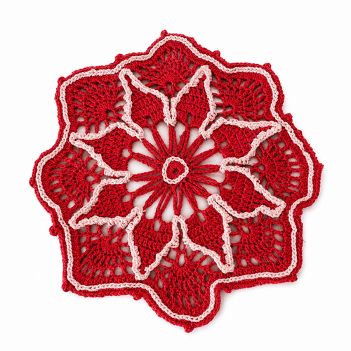 Napperon bohème hippy chic coloré au crochet "fleur de braises"  fait main en france