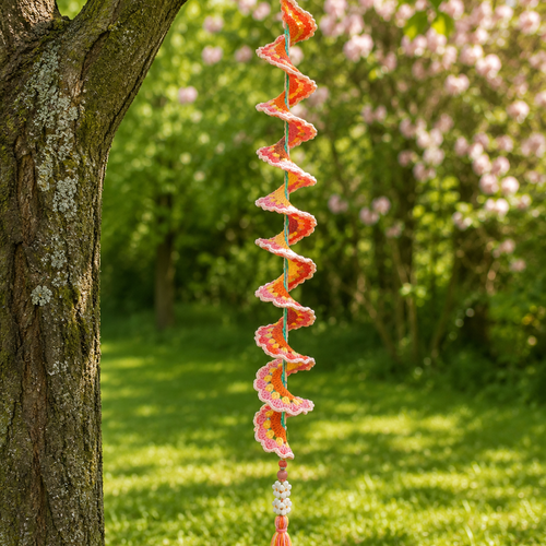 Moulin à vent au crochet  spirale sakura « aurore printanière »