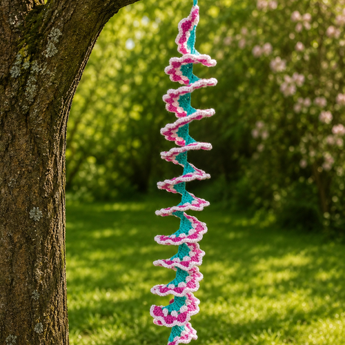 Moulin à vent au crochet  spirale sakura  « chant des cerisiers »