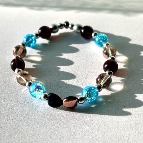 Bracelet cœur d'azur bronze – verre tchèque