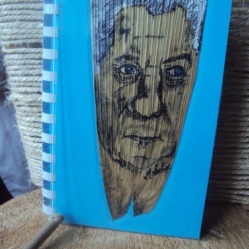Carnet portrait gabin sur gaine de maïs, carnet ' turquoise/blanc '