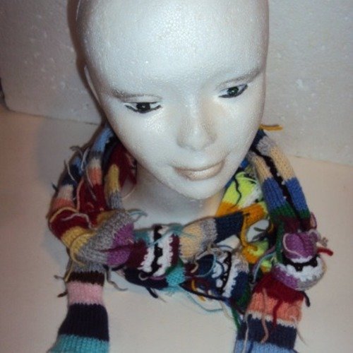 Echarpe multicolore tricotée laine acrylique