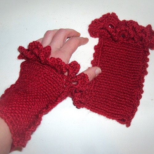 Mitaines tricotées rouge