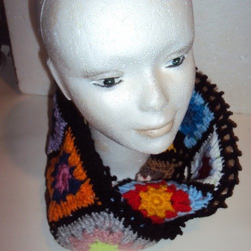 Snood carrés crochet laine acrylique