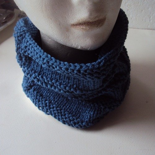Snood bleu pour garçon laine acrylique