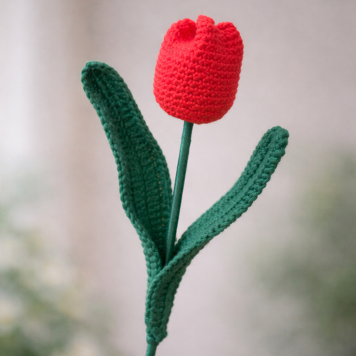 Tulipe crochetée à la main en coton – fleur éternelle