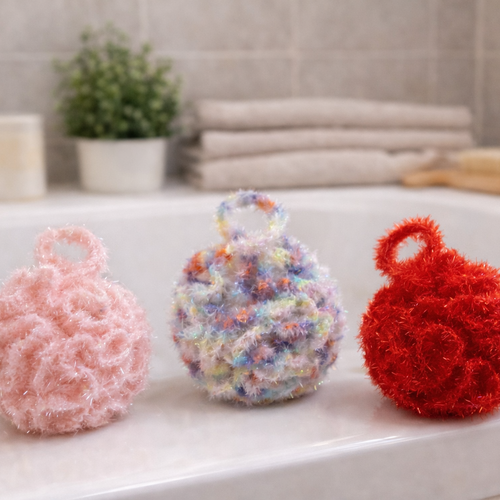 Fleur de bain / douche réutilisable – crochetée à la main – zéro déchet