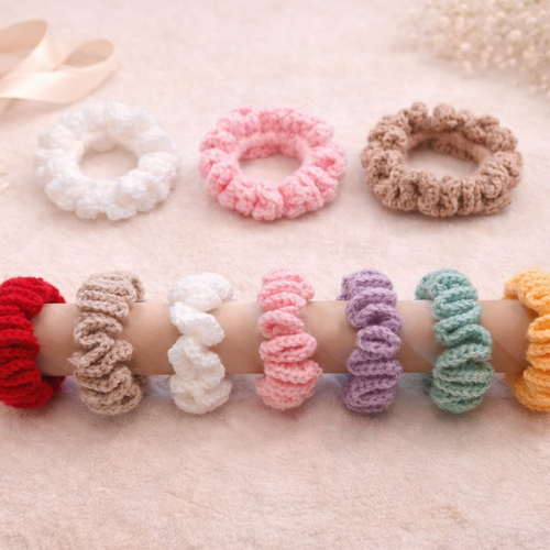 Chouchou tricoté à la main – accessoire cheveux – fil français oeko-tex® – 12 coloris