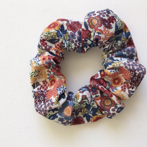 Chouchou tissus 100% coton fleurs multicolores