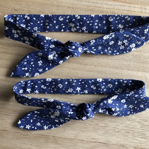 Bandeau en coton fleuri bleu foncé pour enfant