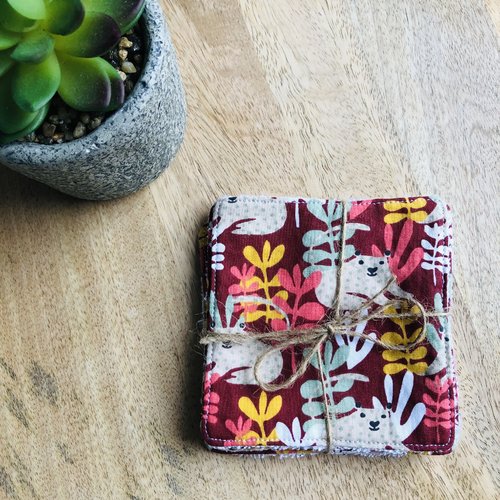Lingettes en coton et éponge bambou motifs animaux