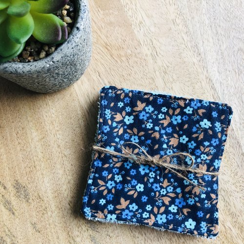 Lingettes en coton et éponge bambou motifs fleuris