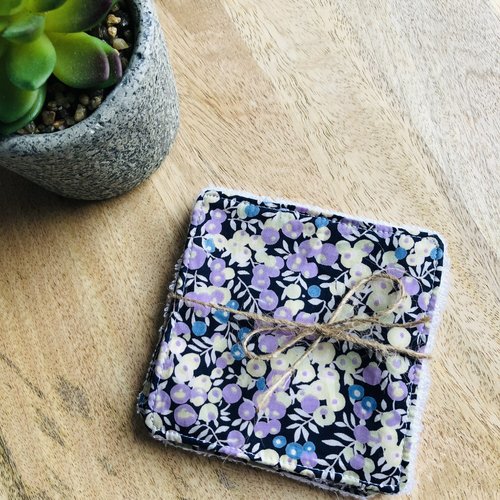 Lingettes en coton et éponge bambou motifs fleuris