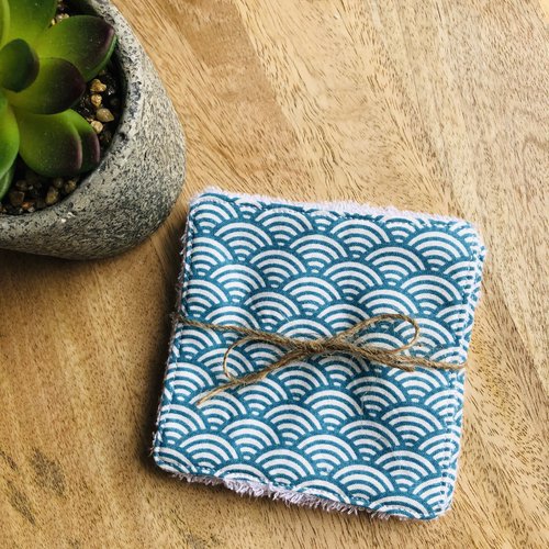 Lingettes en coton et éponge bambou motifs arrondis