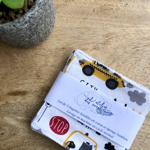 Lingettes en coton et éponge bambou motifs ours