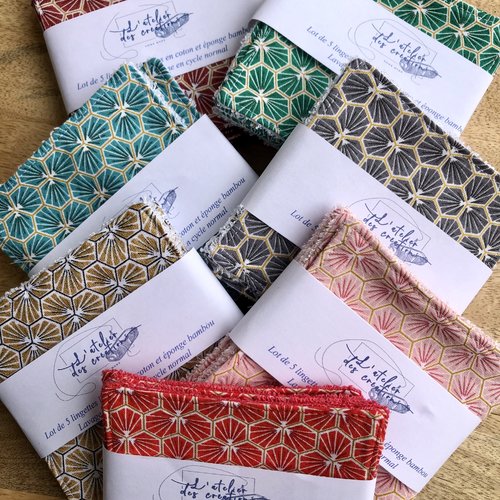 Lingettes en coton et éponge bambou motifs riad