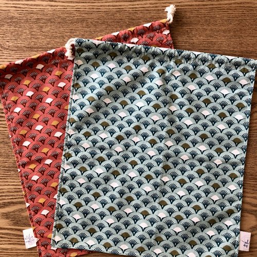 Sac à vrac / sac en tissu réutilisable motifs éventails