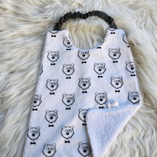Serviette de cantine / grand bavoir motifs ours