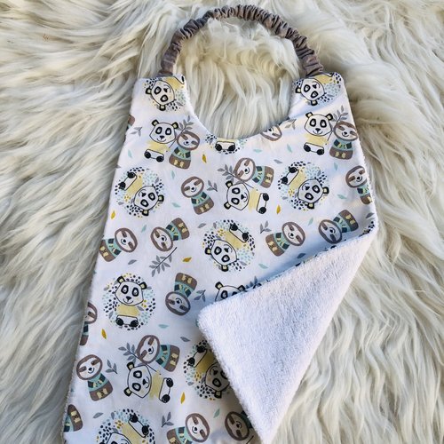Serviette de cantine / grand bavoir motifs pandas