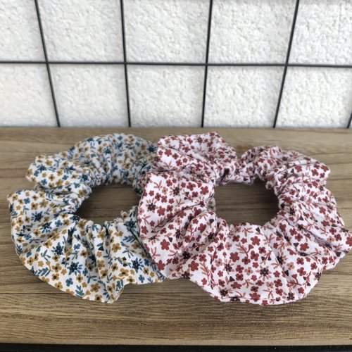 Chouchou en coton cousu main motifs fleuris