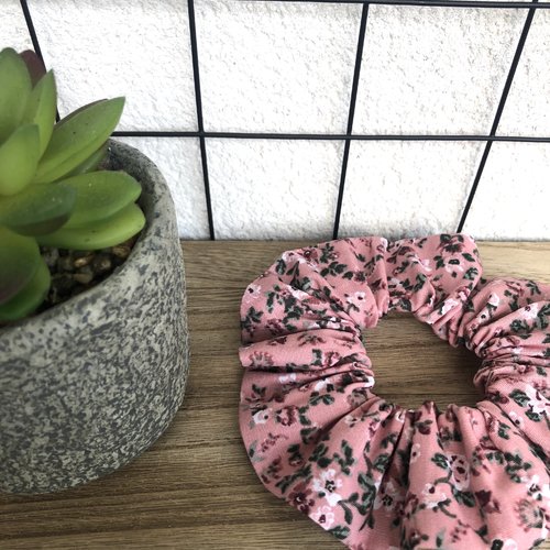 Chouchou en coton cousu main motifs fleuris