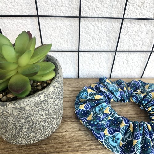 Chouchou en coton cousu main motifs fleuris