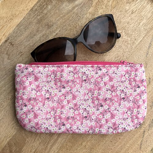 Trousse / étui à lunettes en coton imprimé motifs fleuris liberty