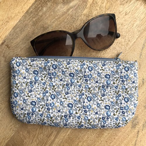Trousse / étui à lunettes en coton imprimé motifs fleuris liberty