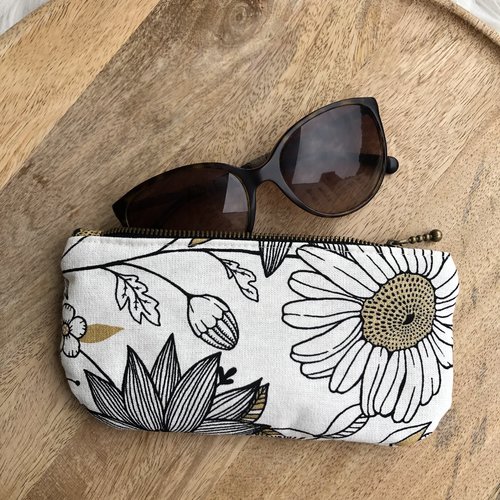 Trousse / étui à lunettes en toile de coton motifs fleurs