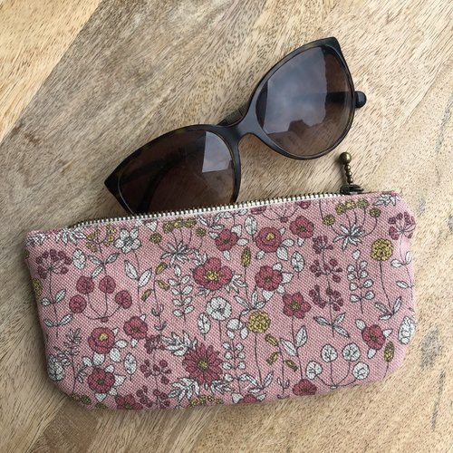 Trousse / étui à lunettes en toile de coton motifs fleurs