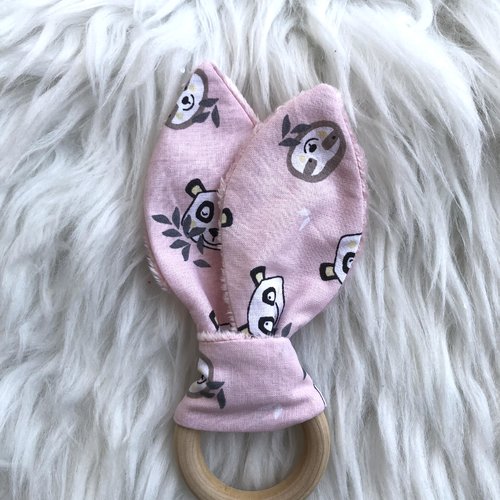 Anneau de dentition pour bébé en coton motifs pandas