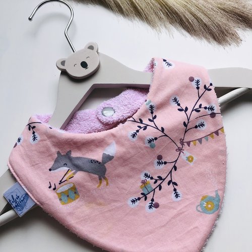 Joli bandana en éponge et tissu coton motifs souris grise