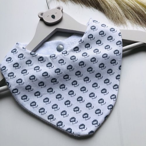 Joli bandana en éponge et tissu coton motifs lions