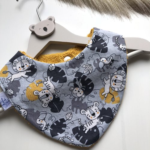 Joli bandana en éponge et tissu coton motifs tigres