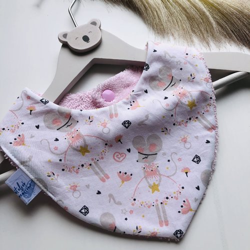 Joli bandana en éponge et tissu coton motifs souris danseuses