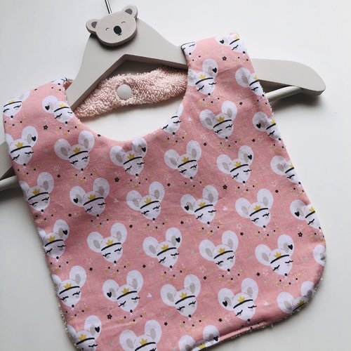 Joli bavoir en éponge et tissu coton motifs souris