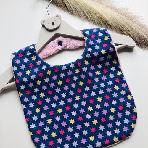 Joli bavoir en éponge et tissu coton motifs étoiles