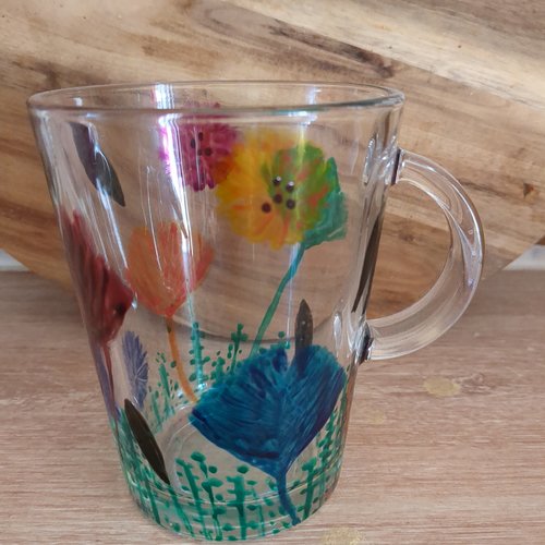 Mug en verre peint à la main