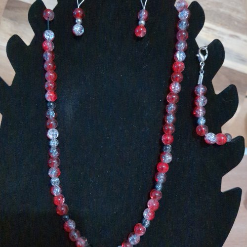 Parure perles de verre craquelé