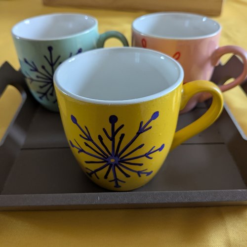 Plateau et 3 tasses à café