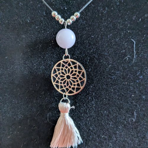 Pendentif attrape rêve blanc cassé
